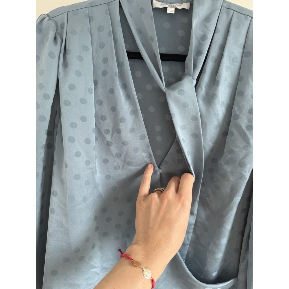 Favorite Daughter Blouse Blue Polka Dot Faux Wrap Size M - Picture 6 of 10